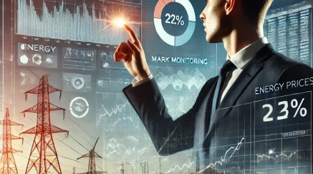 DALL·E 2024-11-28 14.57.04 - A dynamic and modern scene representing energy market monitoring. The image shows a digital dashboard with graphs, energy prices, and market trends di